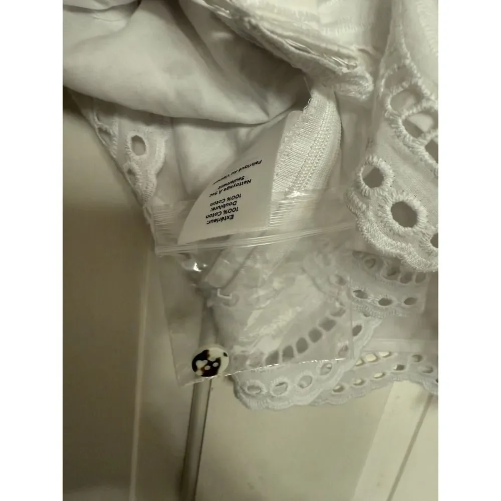 Talbots Womens Sleeveless Tank Top White Eyelet Pineapple Lined Side Zip. Sz XLp